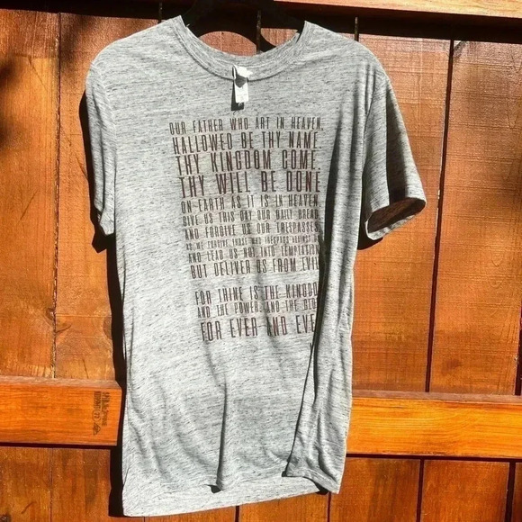 🤑 Gray Heathered Our Father Lord’s Prayer Tee - Picture 6 of 12
